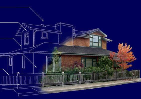 Home with illustrated add-on